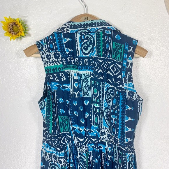 Norm Thompson Tribal Button Up Sleeves Collar Skater Dress Size Petite Small - Picture 8 of 10